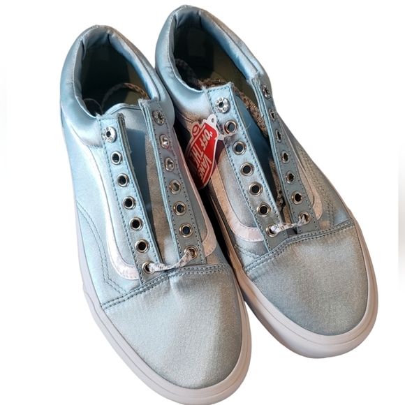 Vans Old Skool Platform Sparkle Check Sneakers Light Blue - Picture 5 of 7